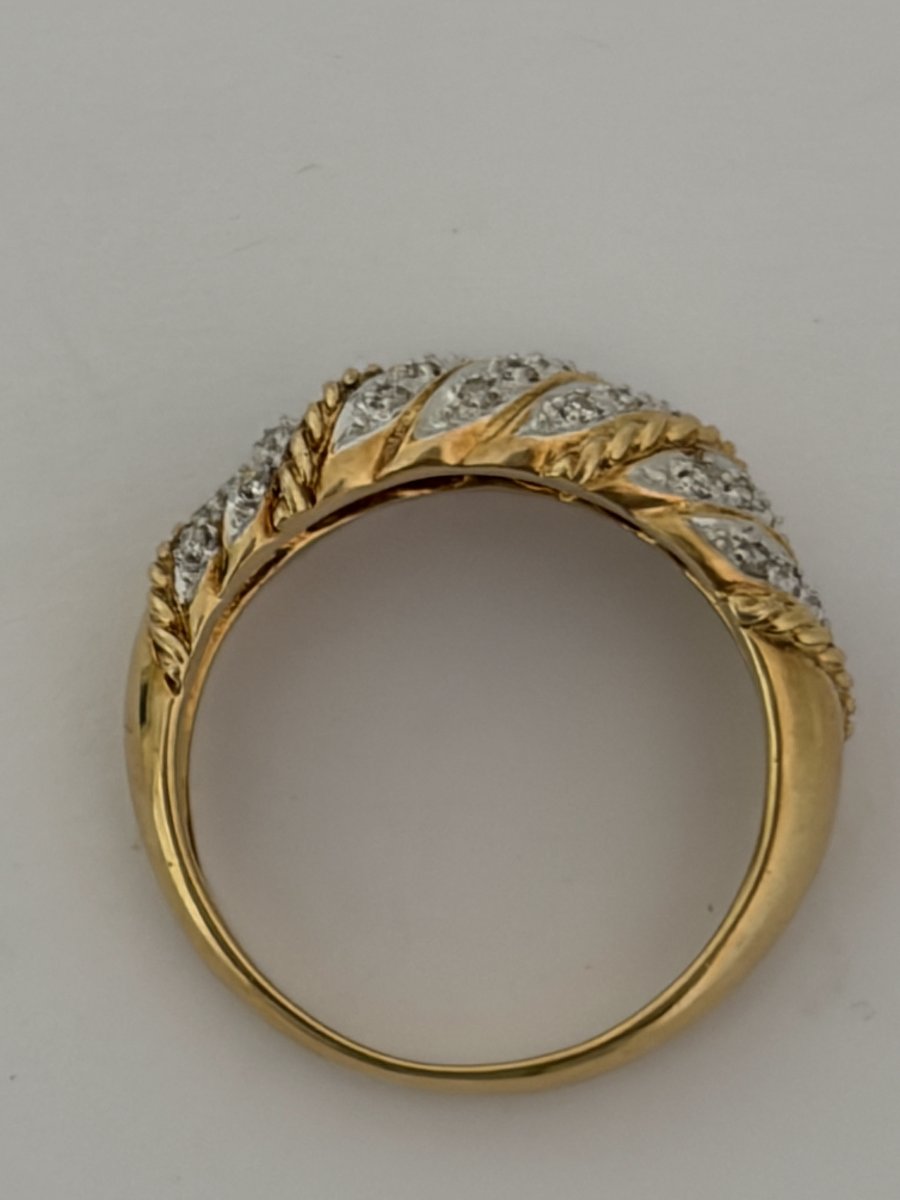 7633- Bague Jonc Vintage Or Jaune Diamants-photo-4