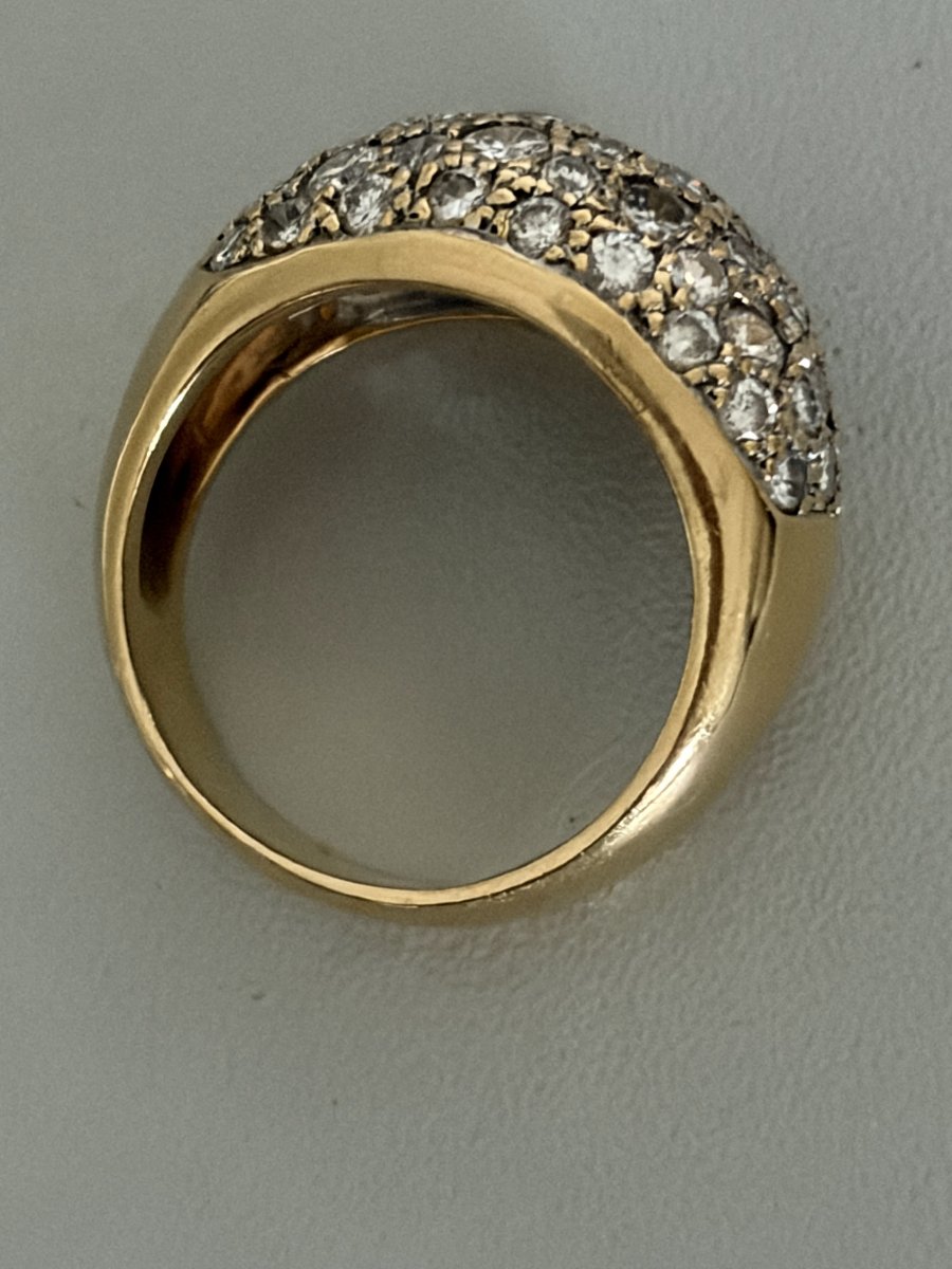 7634- Bague Dôme Vintage  Or Jaune Diamants 3,00 ct-photo-2