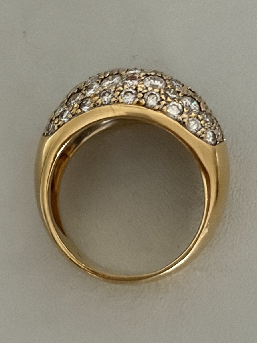 7634- Bague Dôme Vintage  Or Jaune Diamants 3,00 ct-photo-3