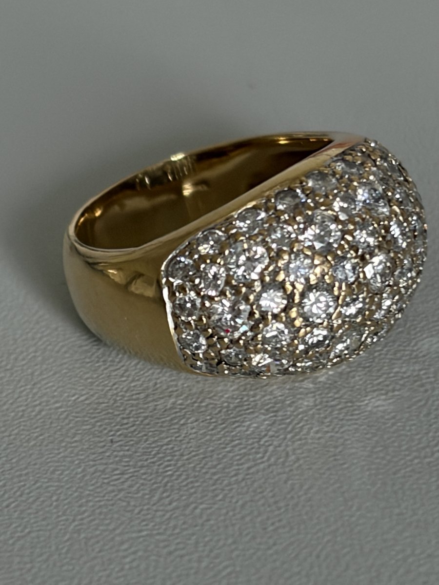7634- Bague Dôme Vintage  Or Jaune Diamants 3,00 ct-photo-4