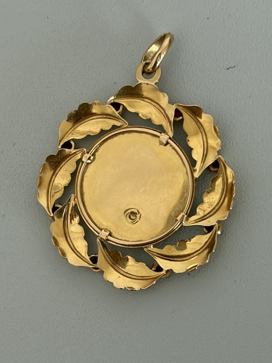 7647- Pendentif Religieux Or Jaune Rubis-photo-2