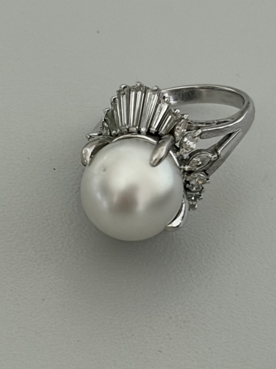 7653- Bague Jupe Platine Perle Pinctada Maxima Diamants-photo-2