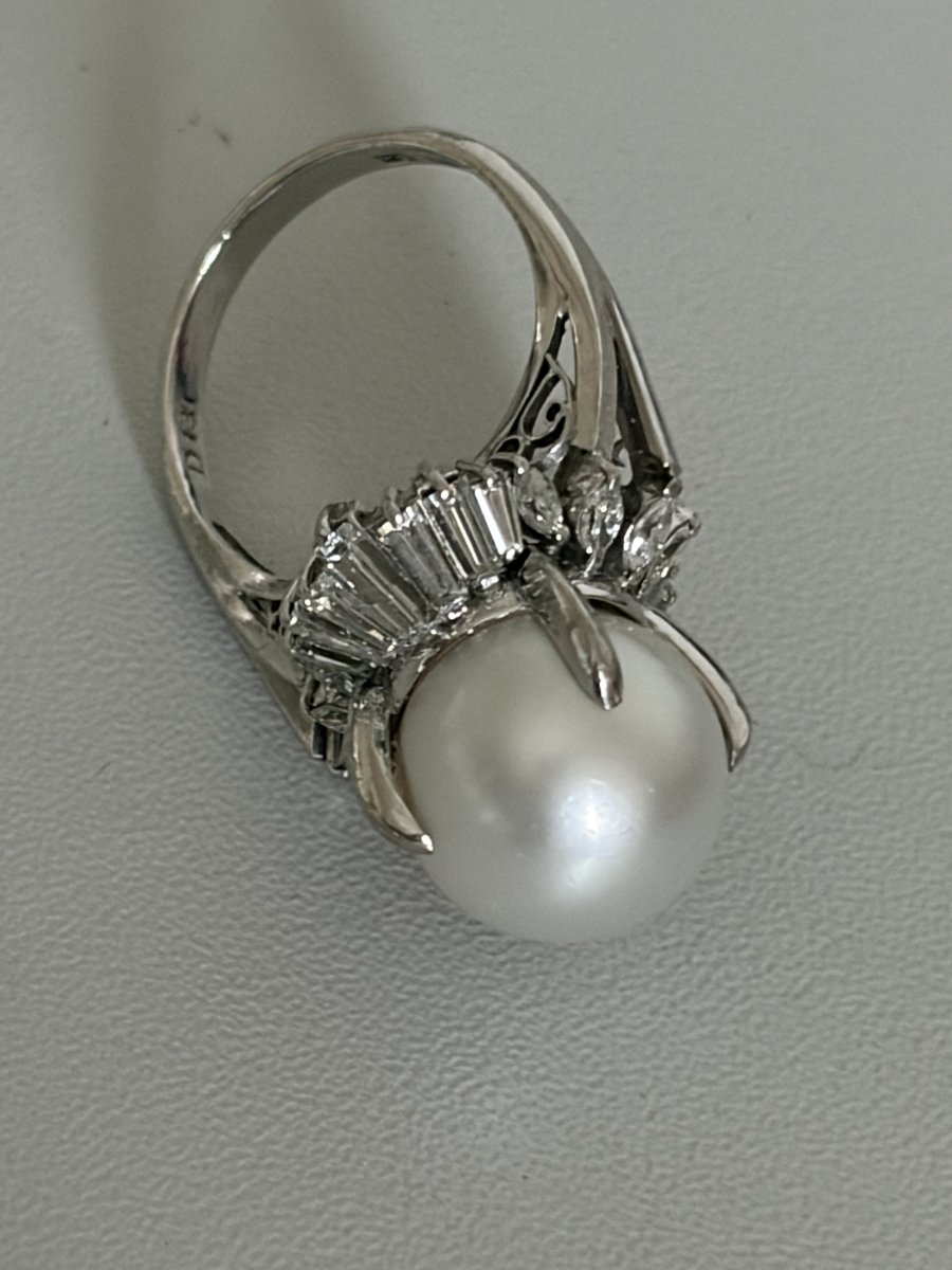 7653- Bague Jupe Platine Perle Pinctada Maxima Diamants-photo-1