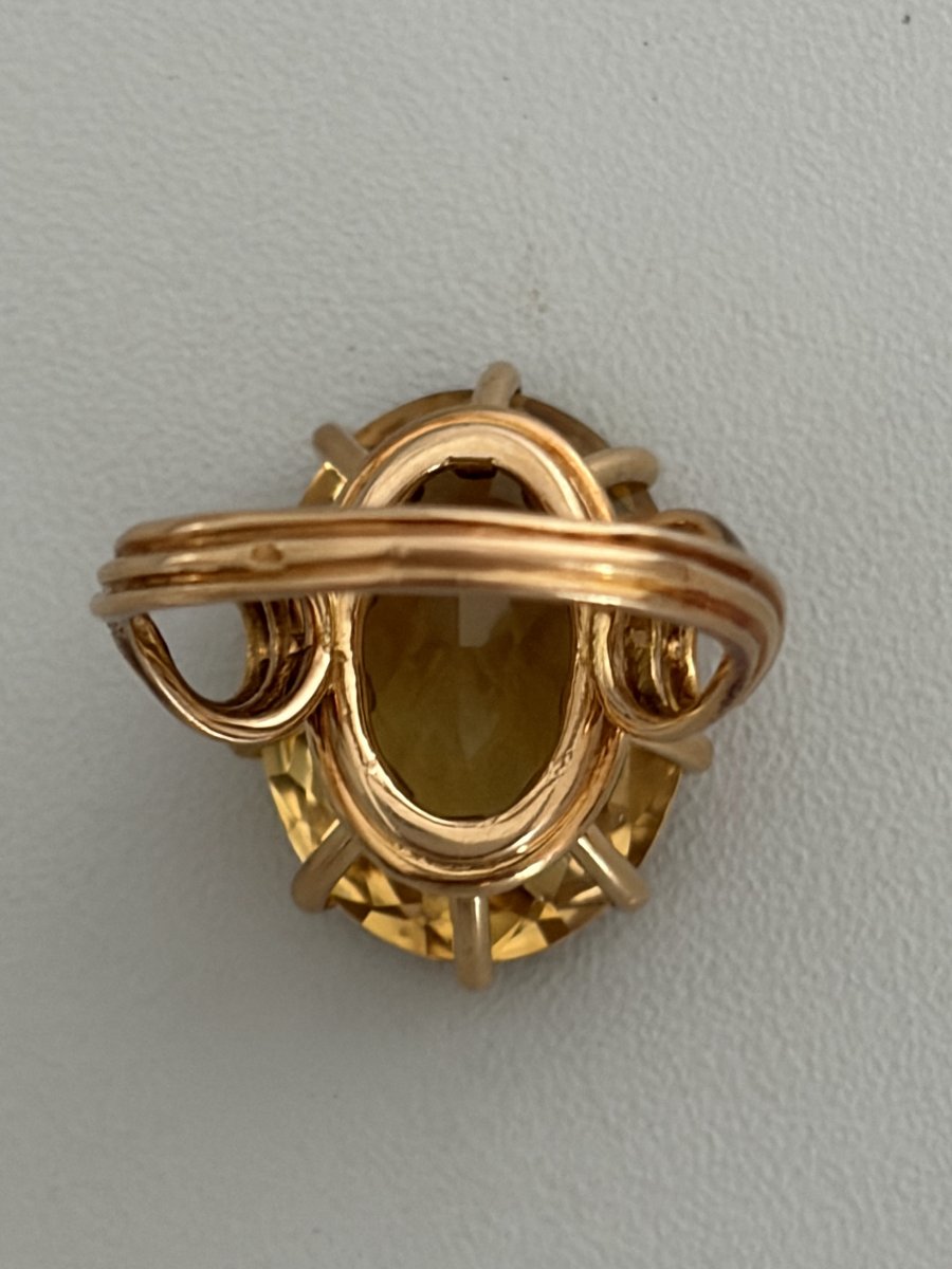 7747 - Vintage Yellow Gold Citrine Ring, 16.00 Ct-photo-3