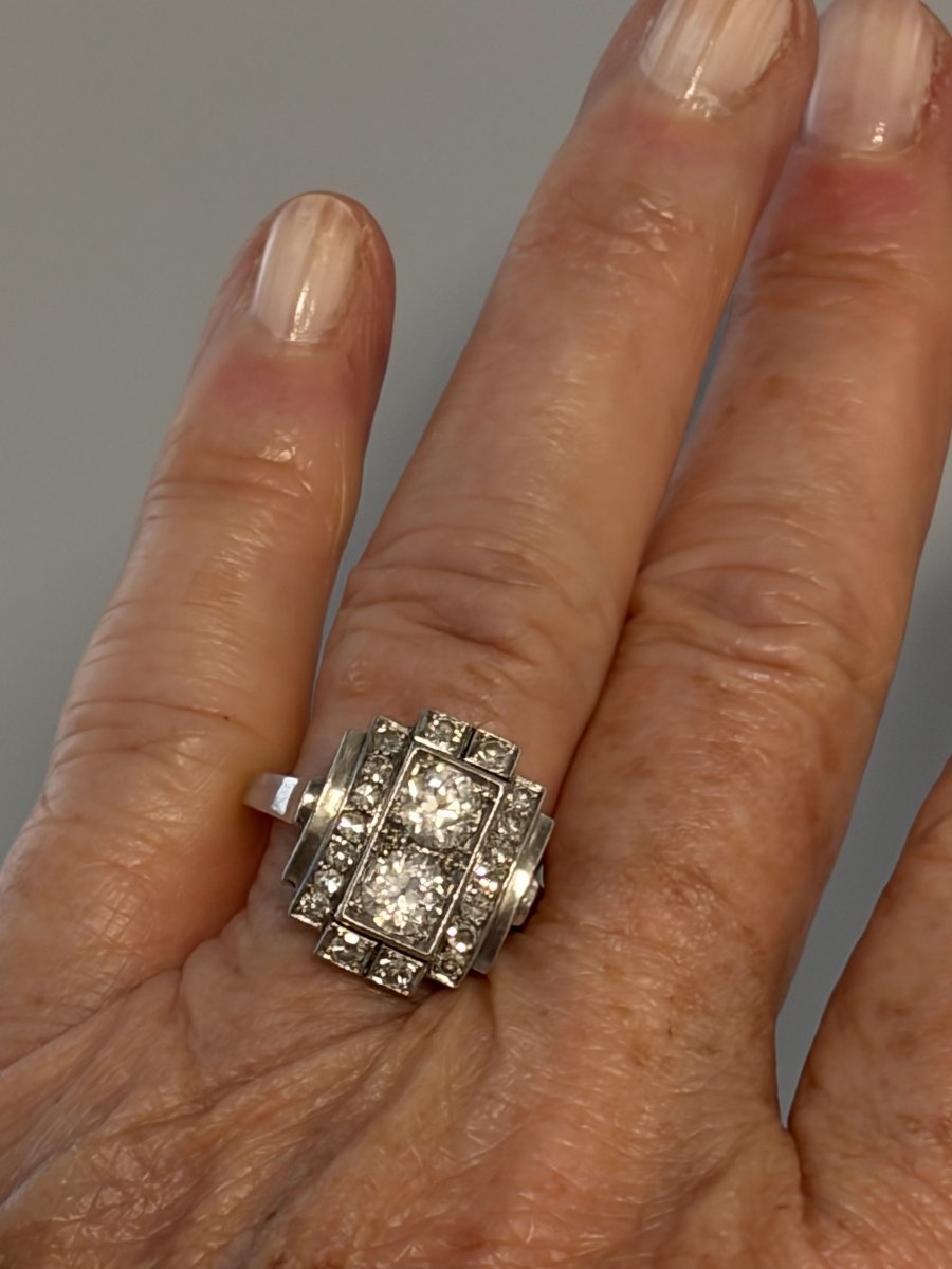 7494- Bague Art Deco Platine Diamants-photo-4