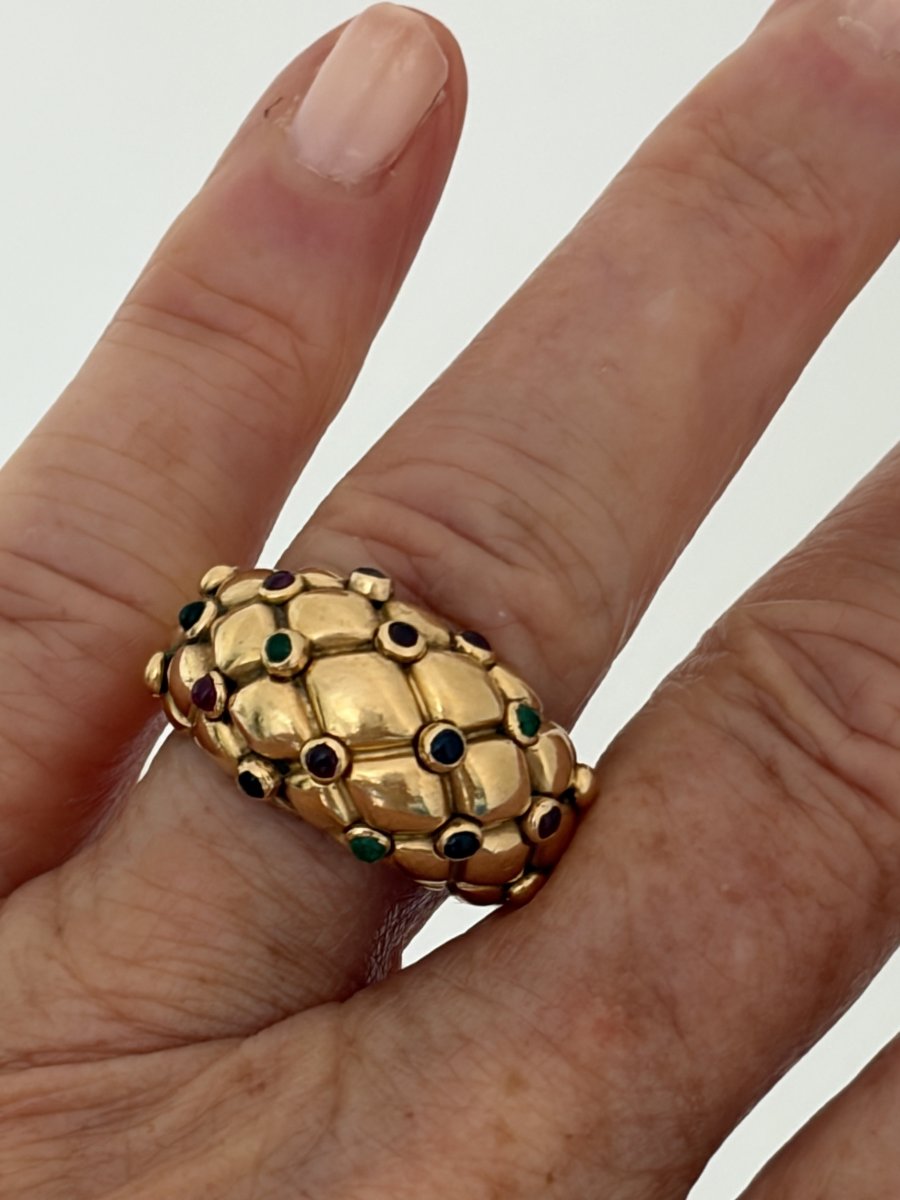 7625- Bague Jonc CHAUMET Or Jaune Pierres Précieuses-photo-2