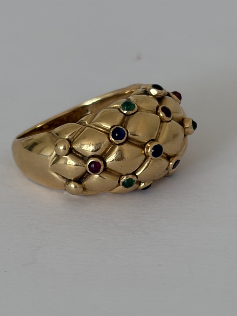 7625- Bague Jonc CHAUMET Or Jaune Pierres Précieuses-photo-3