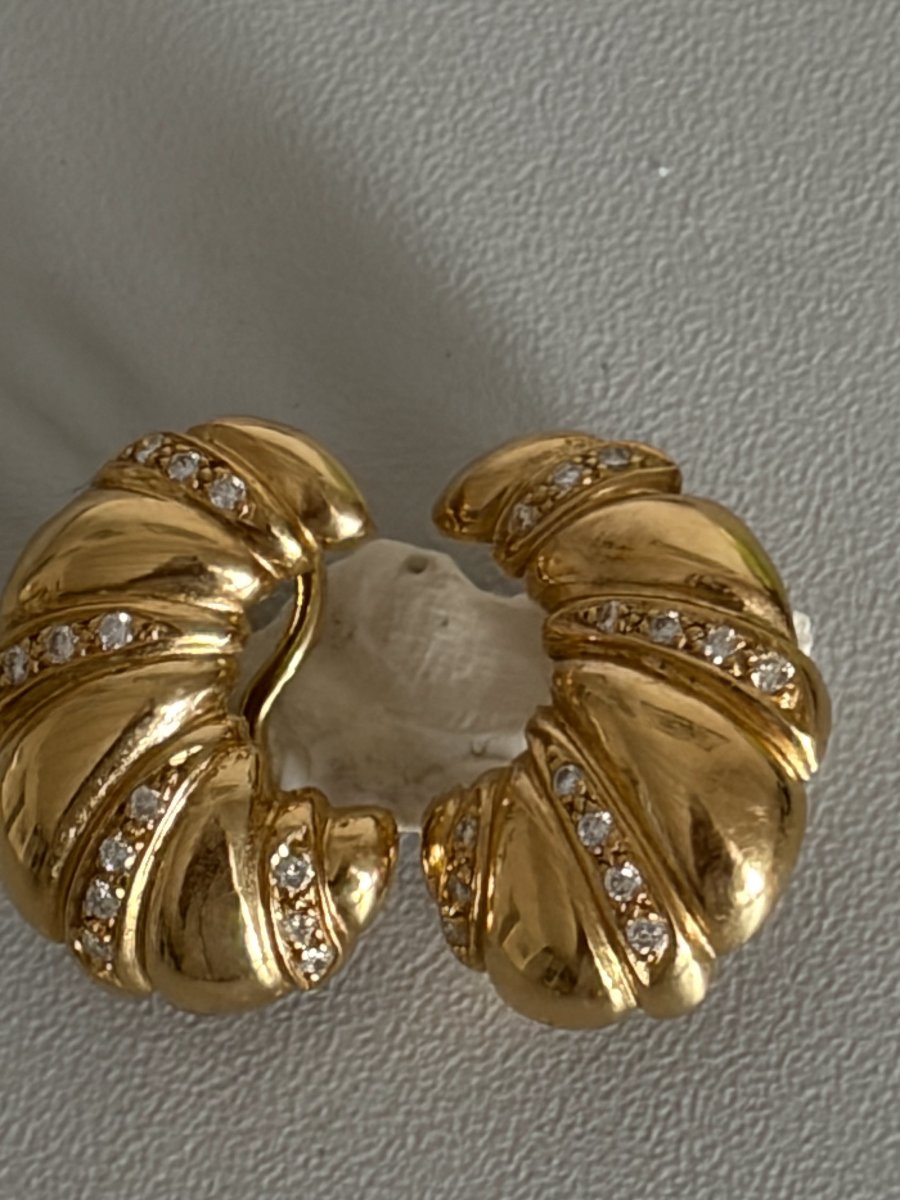 7648 - Vintage Yellow Gold Diamond Earrings-photo-2