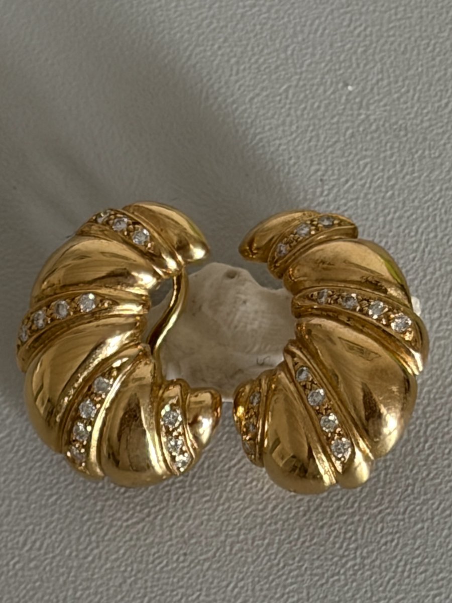 7648 - Vintage Yellow Gold Diamond Earrings-photo-4