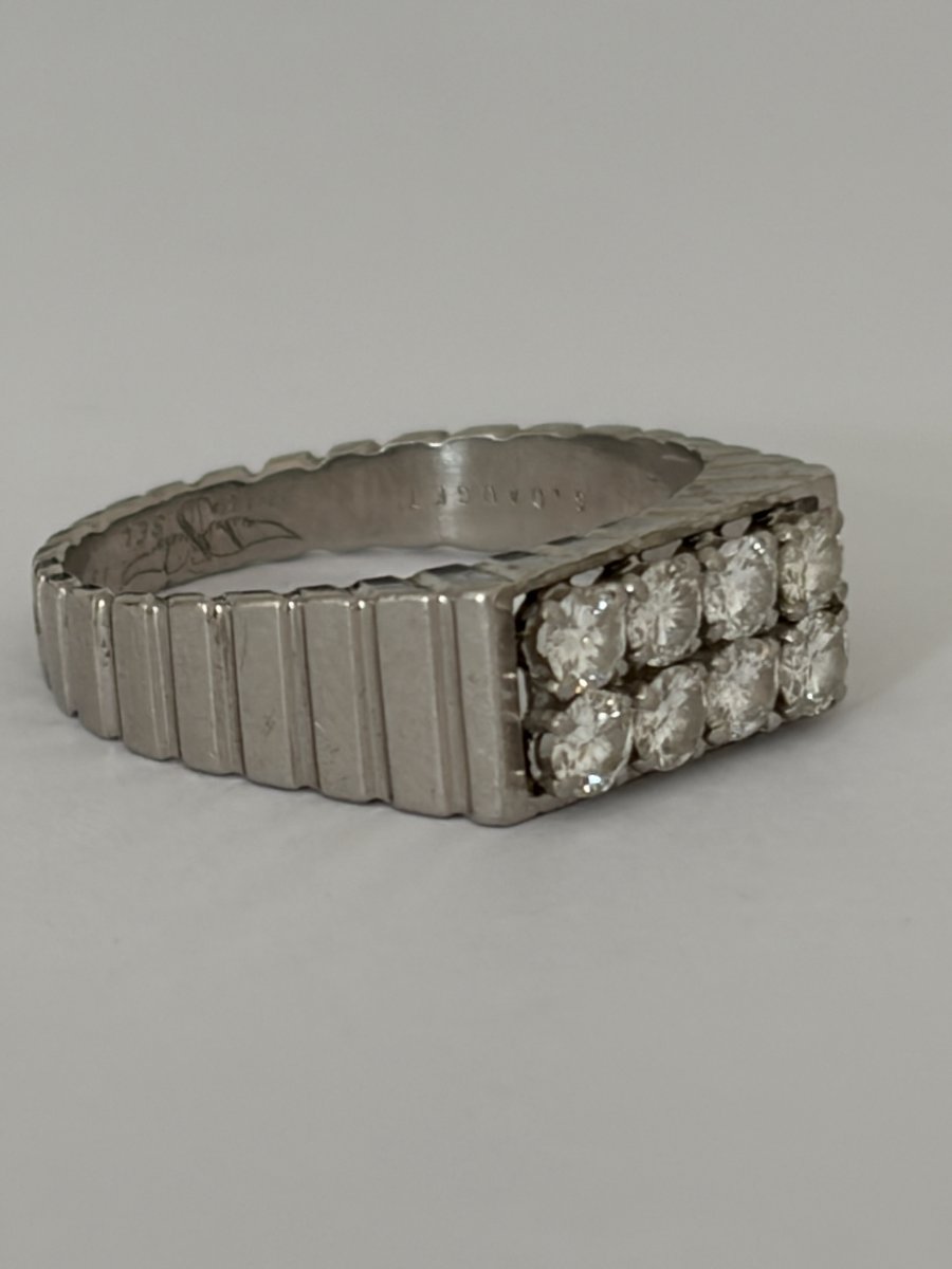7655 - Vintage Platinum Diamond Ring-photo-4