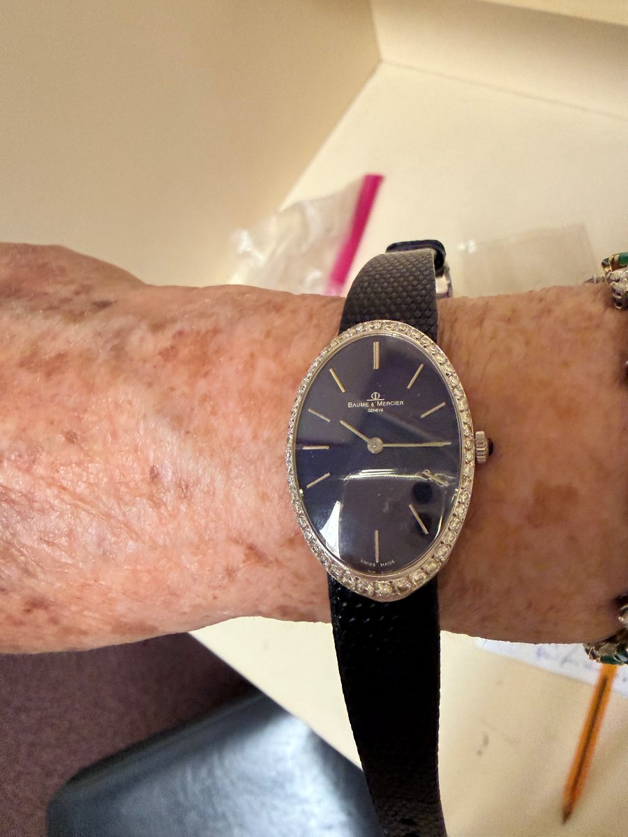 7670 - Baume & Mercier Watch, White Gold With Lapis Lazuli-photo-3