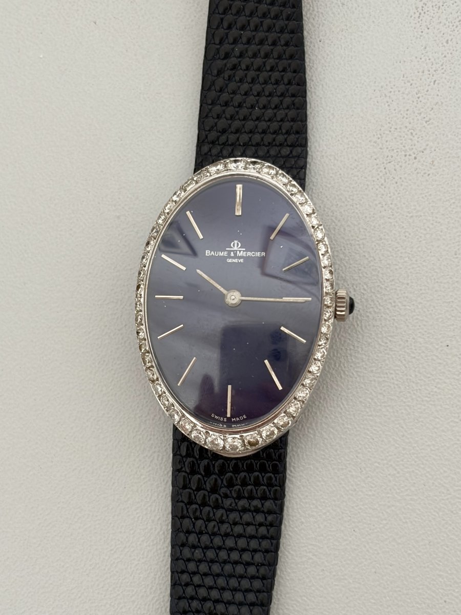 7670 - Baume & Mercier Watch, White Gold With Lapis Lazuli-photo-4