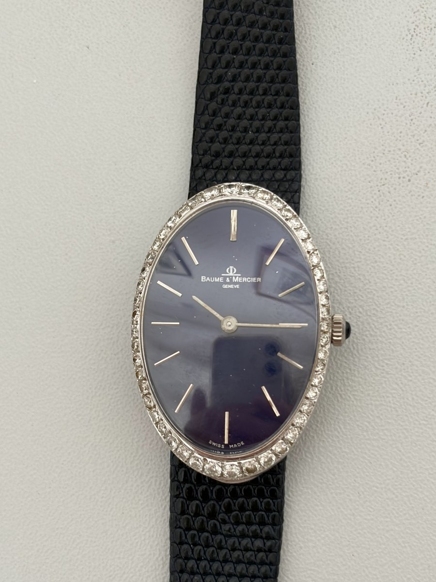 7670 - Baume & Mercier Watch, White Gold With Lapis Lazuli
