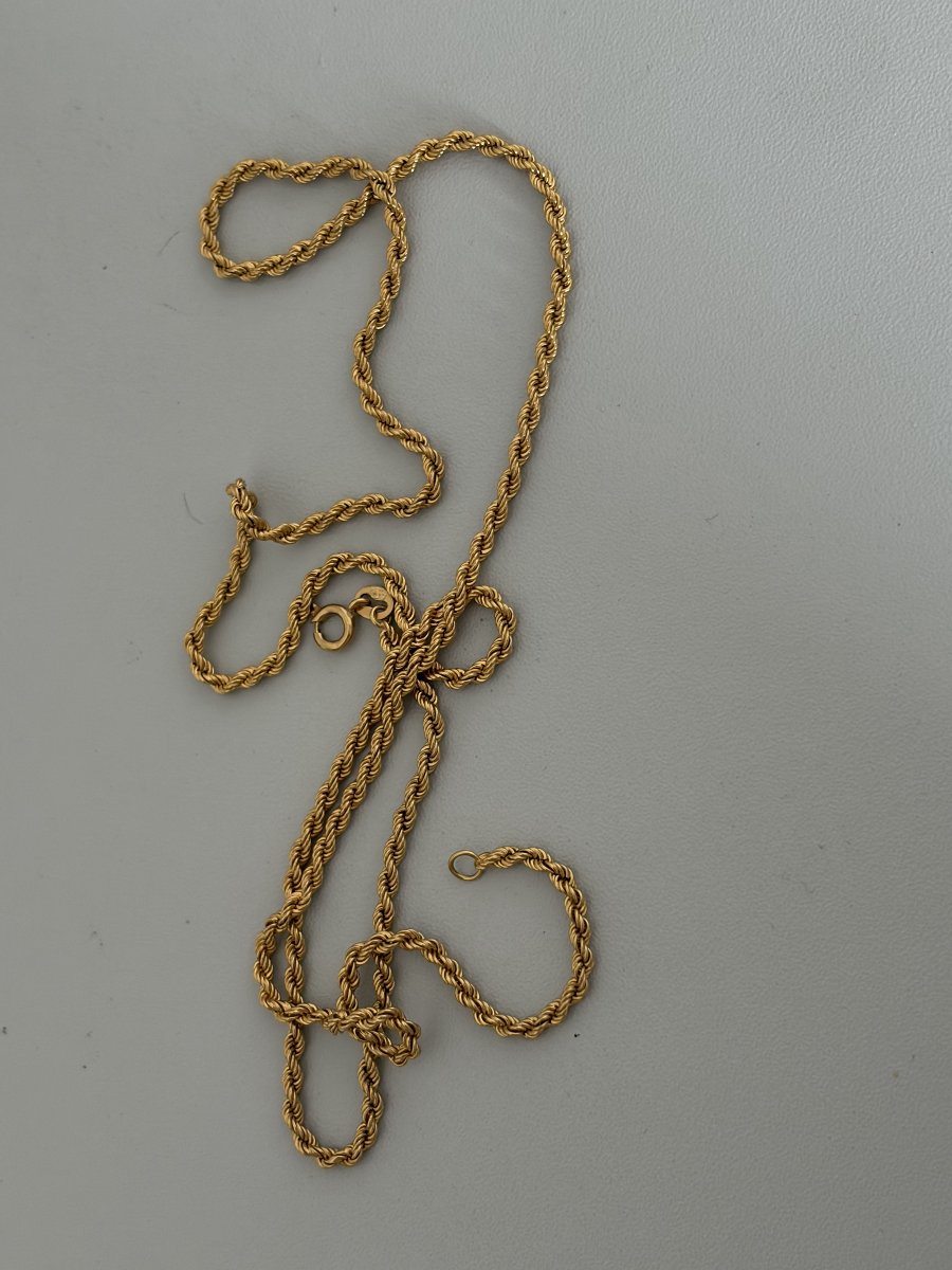 7672 - 60 Cm Twisted Yellow Gold Necklace-photo-3