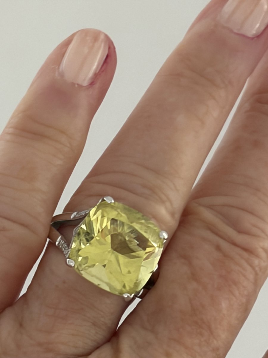 7707- Bague Mauboussin Or Gris Citrine 10,00 ct-photo-4