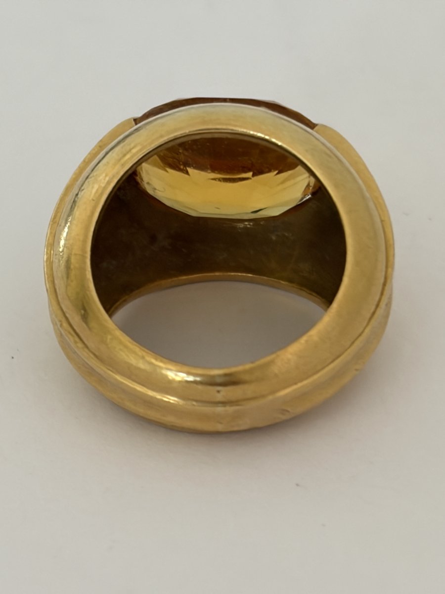 7708 - Vintage Yellow Gold Citrine Ball Ring-photo-4