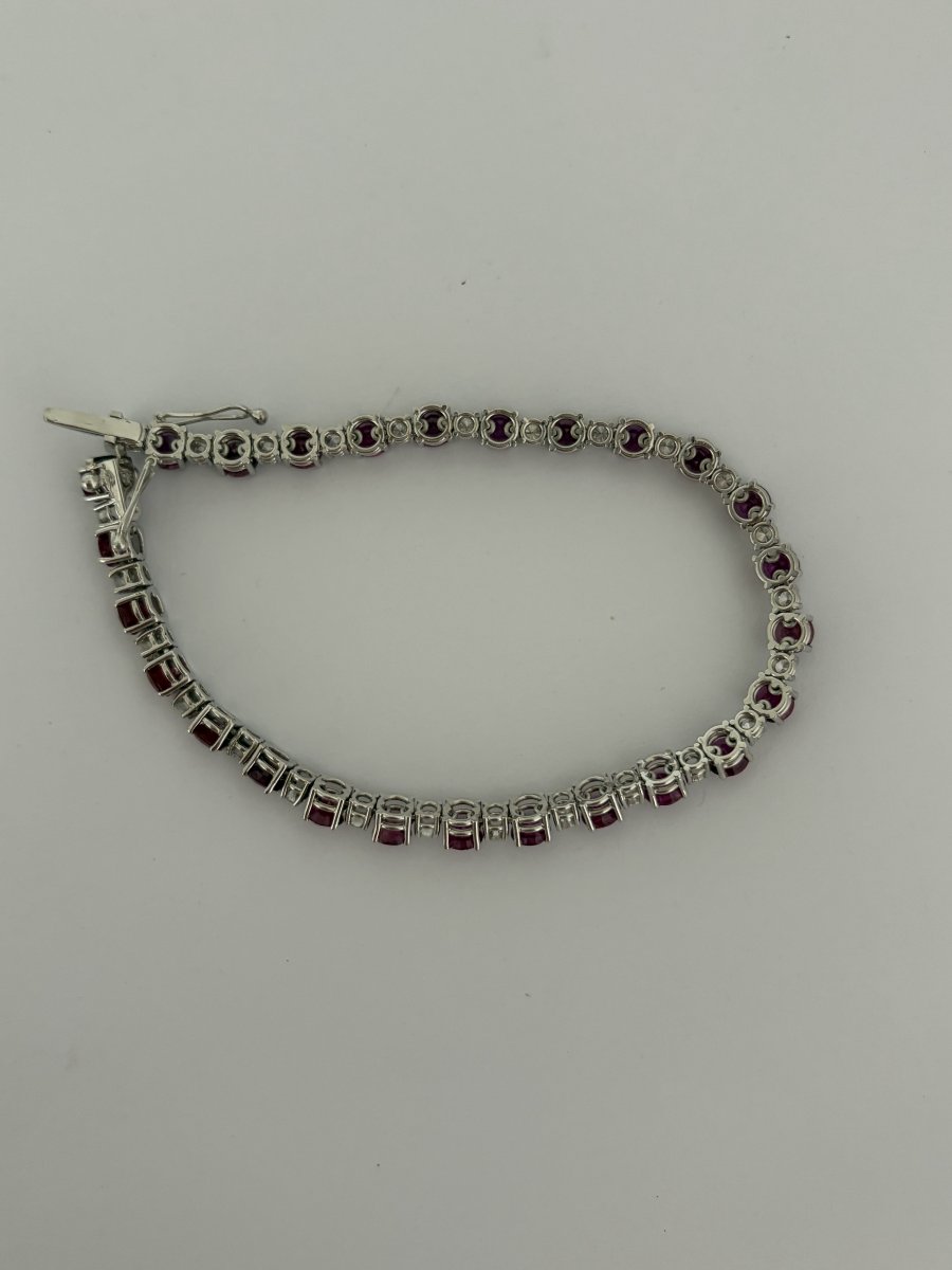 7716- Bracelet Tennis Or Gris Rubis Diamants-photo-2