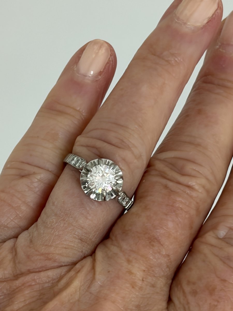 7724 - Platinum Ring With 0.85 Ct Diamond (e/f)-photo-4