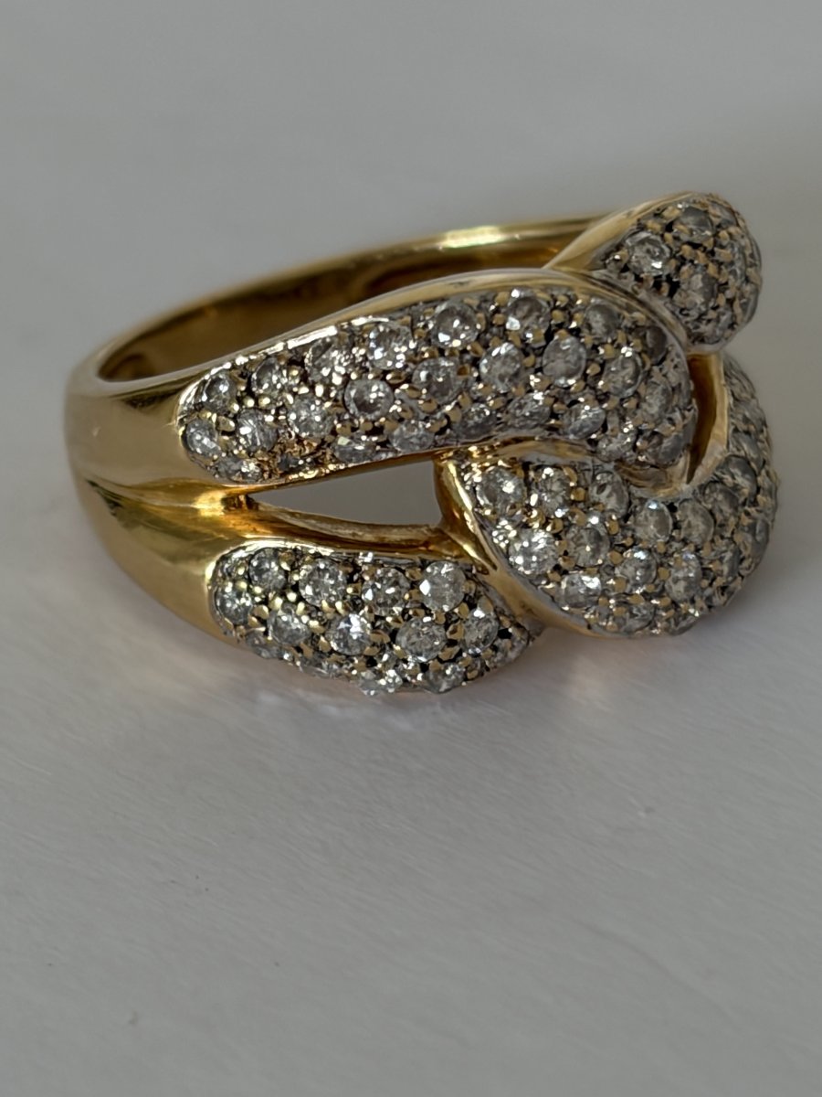 7739- Bague Nœud Vintage Or Jaune Diamants-photo-4