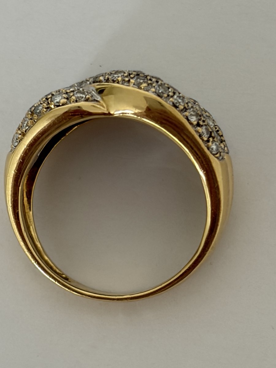 7739- Bague Nœud Vintage Or Jaune Diamants-photo-5