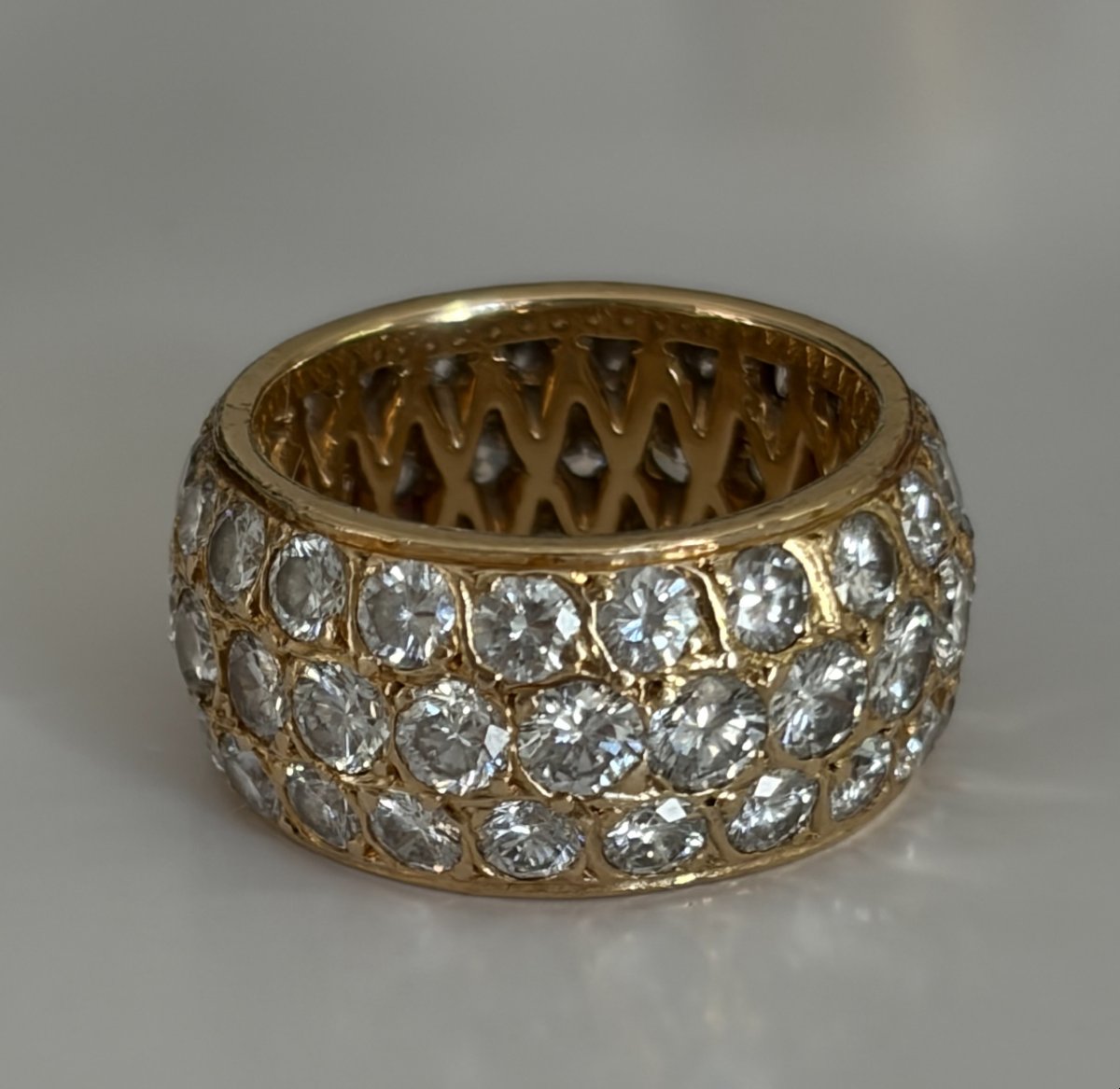 7814 - Yellow Gold Band Ring With 4.60 Ct Diamonds