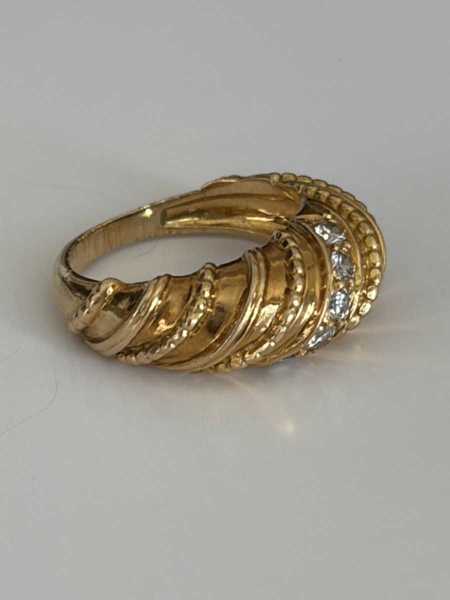 7816 - Vintage Yellow Gold Diamond Bangle Ring-photo-2