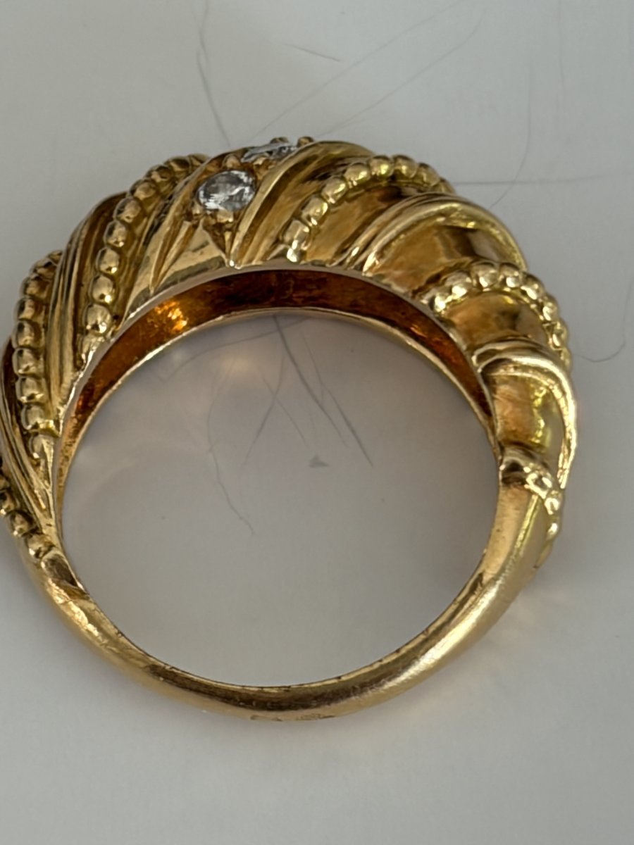 7816 - Vintage Yellow Gold Diamond Bangle Ring-photo-4