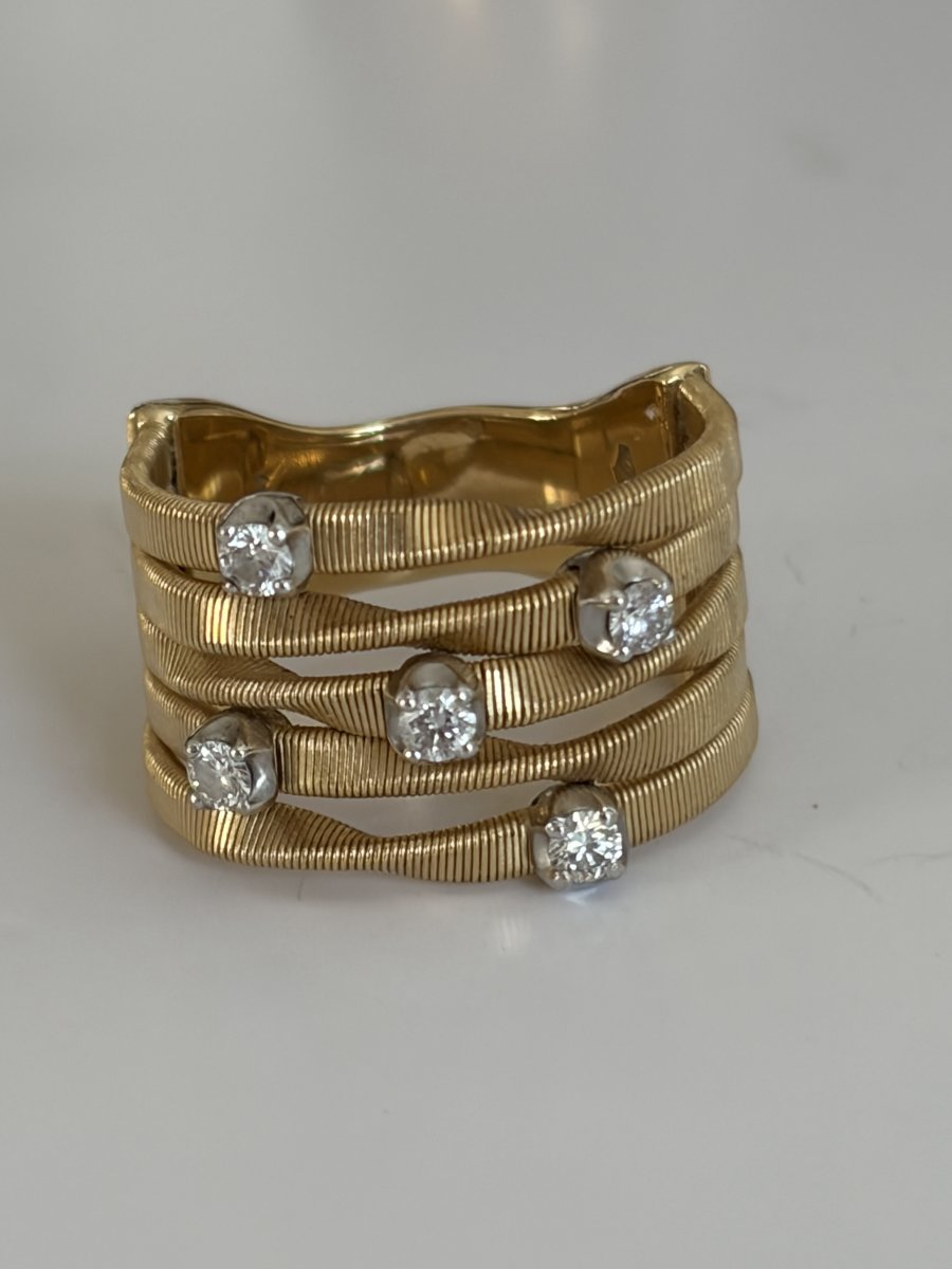 7843 - Marco Biego Band Ring In Yellow Gold And White Gold With Diamonds