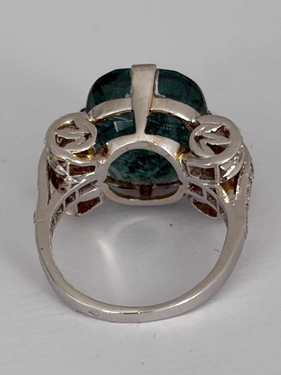 7903 - Platinum Ring With An 8.82-carat Certified Emerald And Diamonds-photo-4