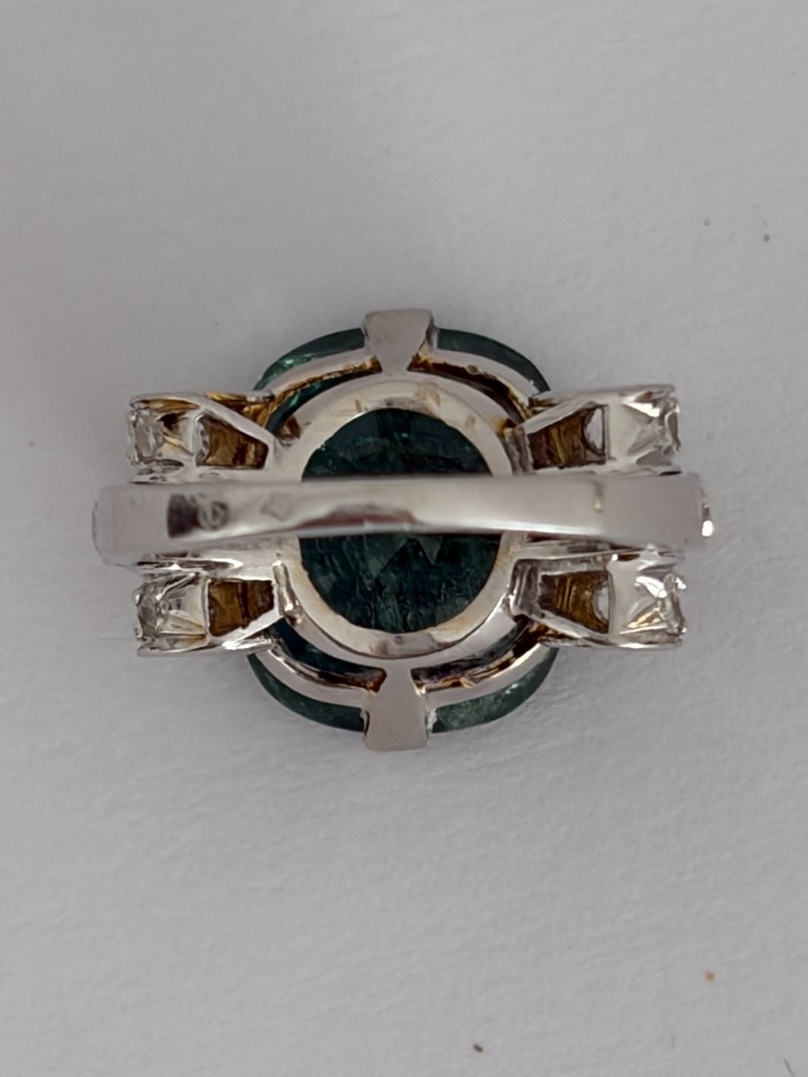 7903 - Platinum Ring With An 8.82-carat Certified Emerald And Diamonds-photo-2