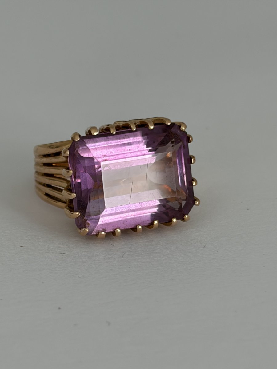 7905- Bague Vintage Or Jaune Améthyste-photo-2