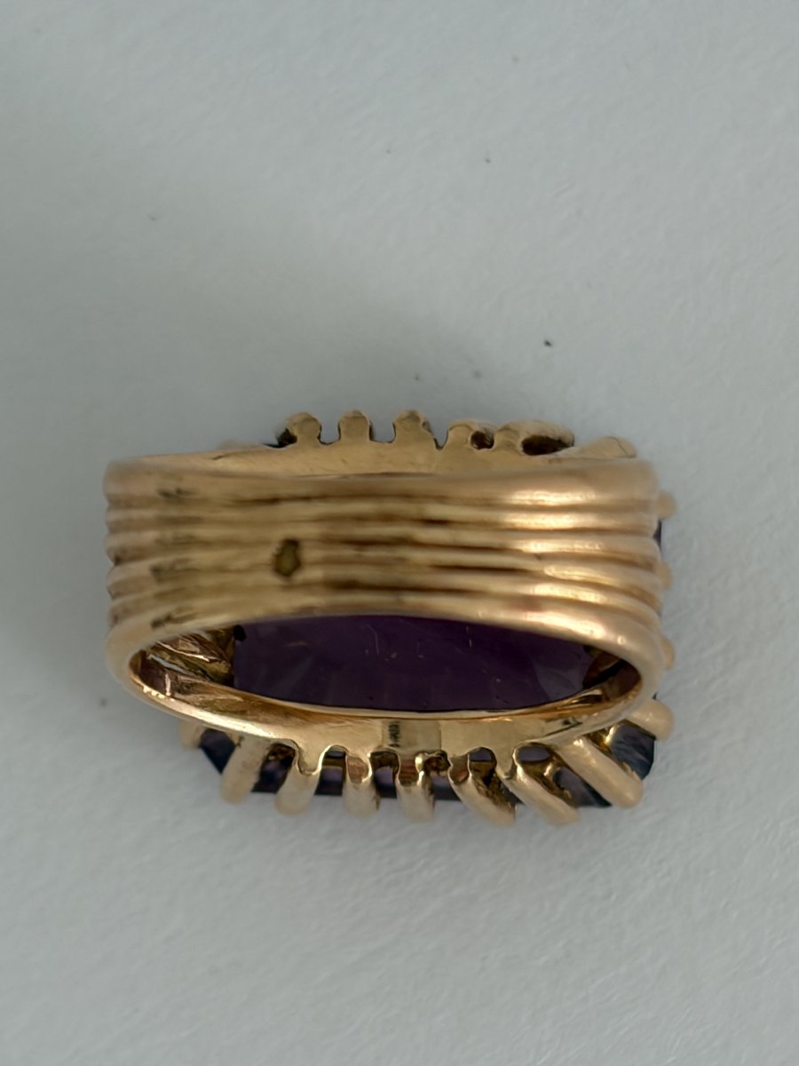 7905- Bague Vintage Or Jaune Améthyste-photo-3