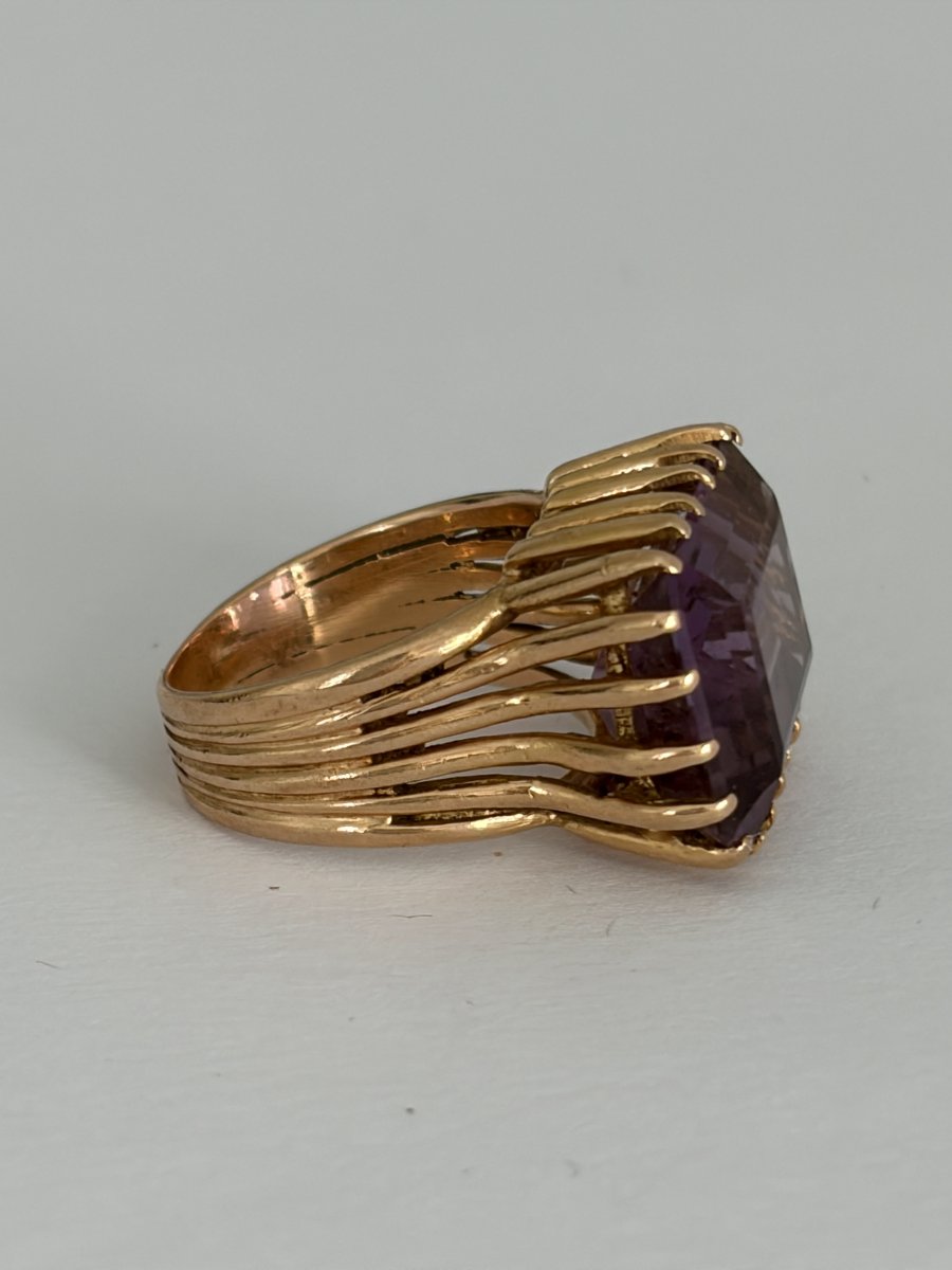 7905- Bague Vintage Or Jaune Améthyste-photo-4