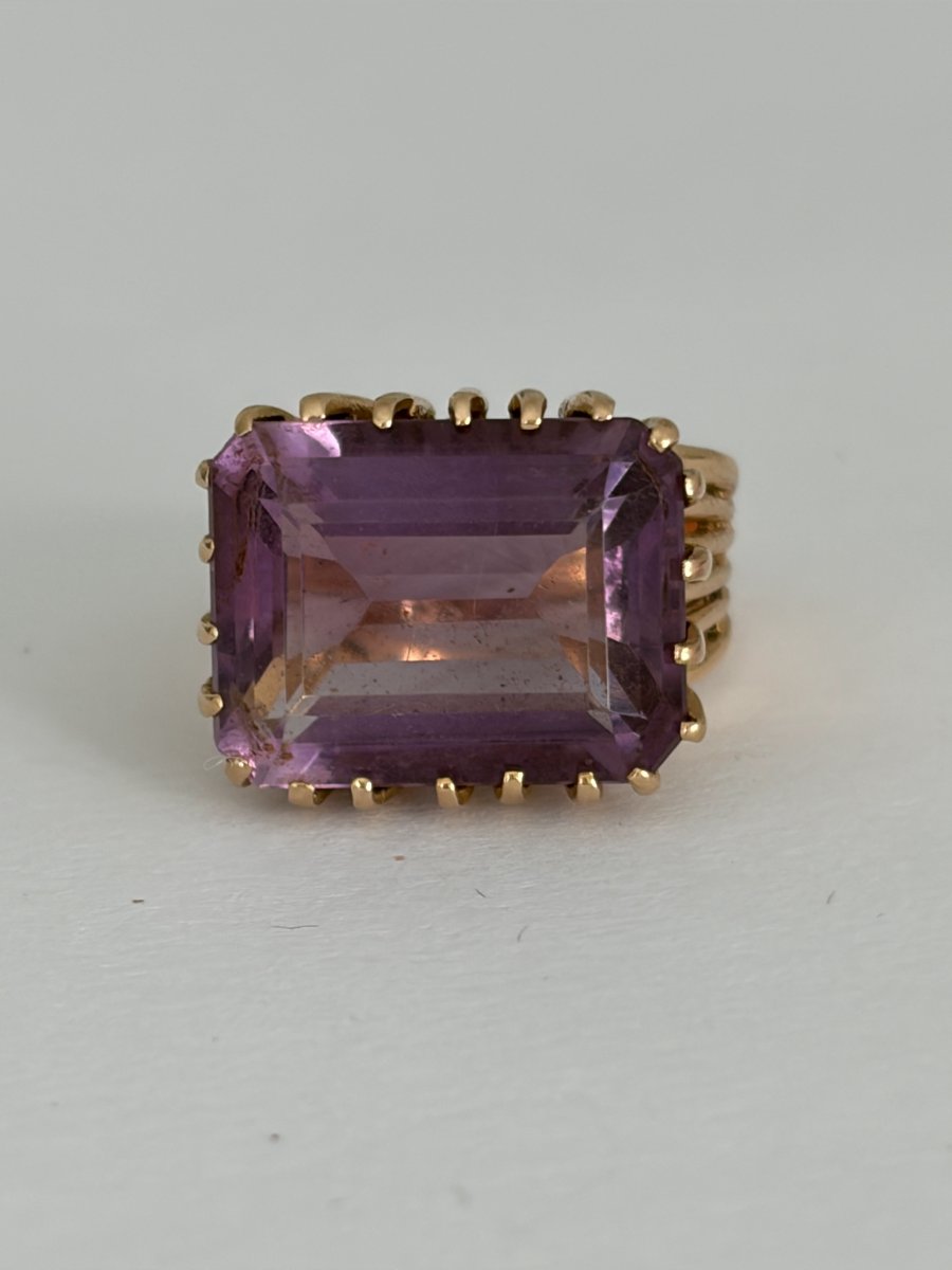 7905- Bague Vintage Or Jaune Améthyste
