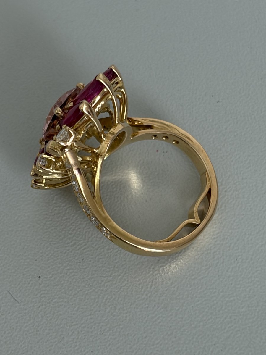 7925 - Yellow Gold Ring With Tourmaline, Ruby, And Diamonds-photo-3