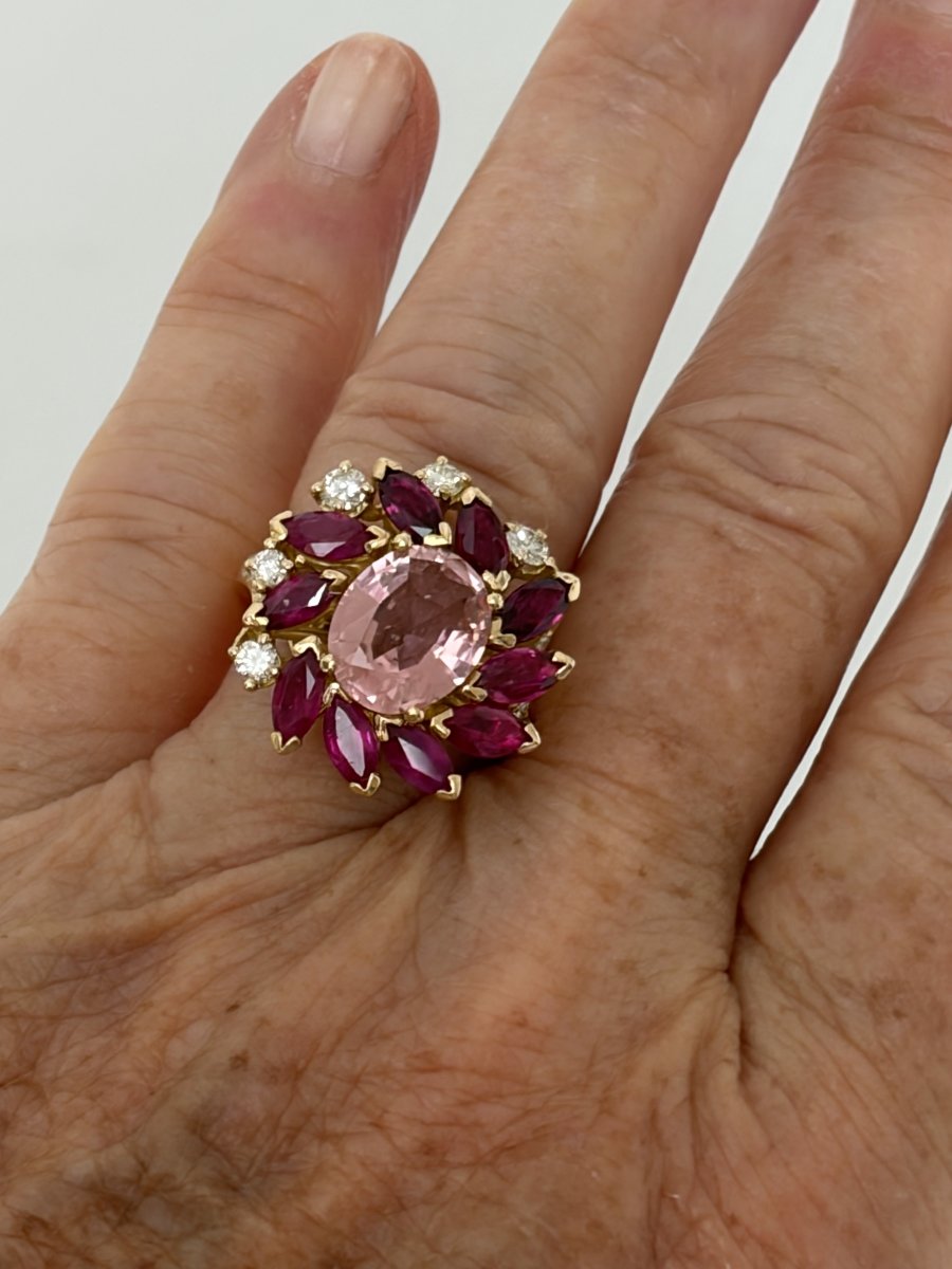 7925 - Yellow Gold Ring With Tourmaline, Ruby, And Diamonds-photo-4