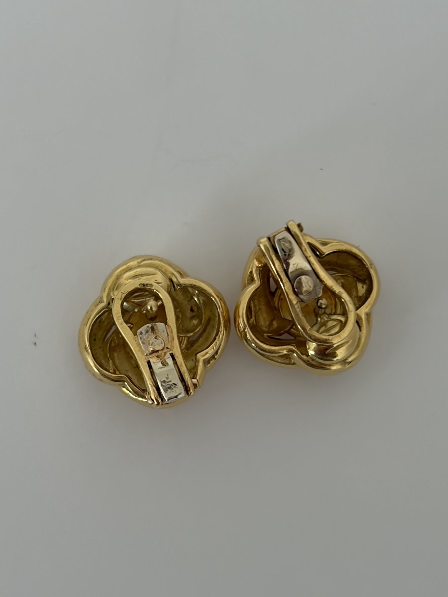 7734- Boucles d'Oreilles Vintage Or Jaune Saphirs Jaunes-photo-4