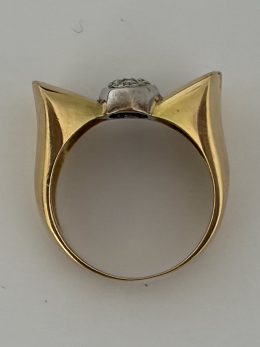 7771- Bague Nœud Or Jaune Diamants-photo-4
