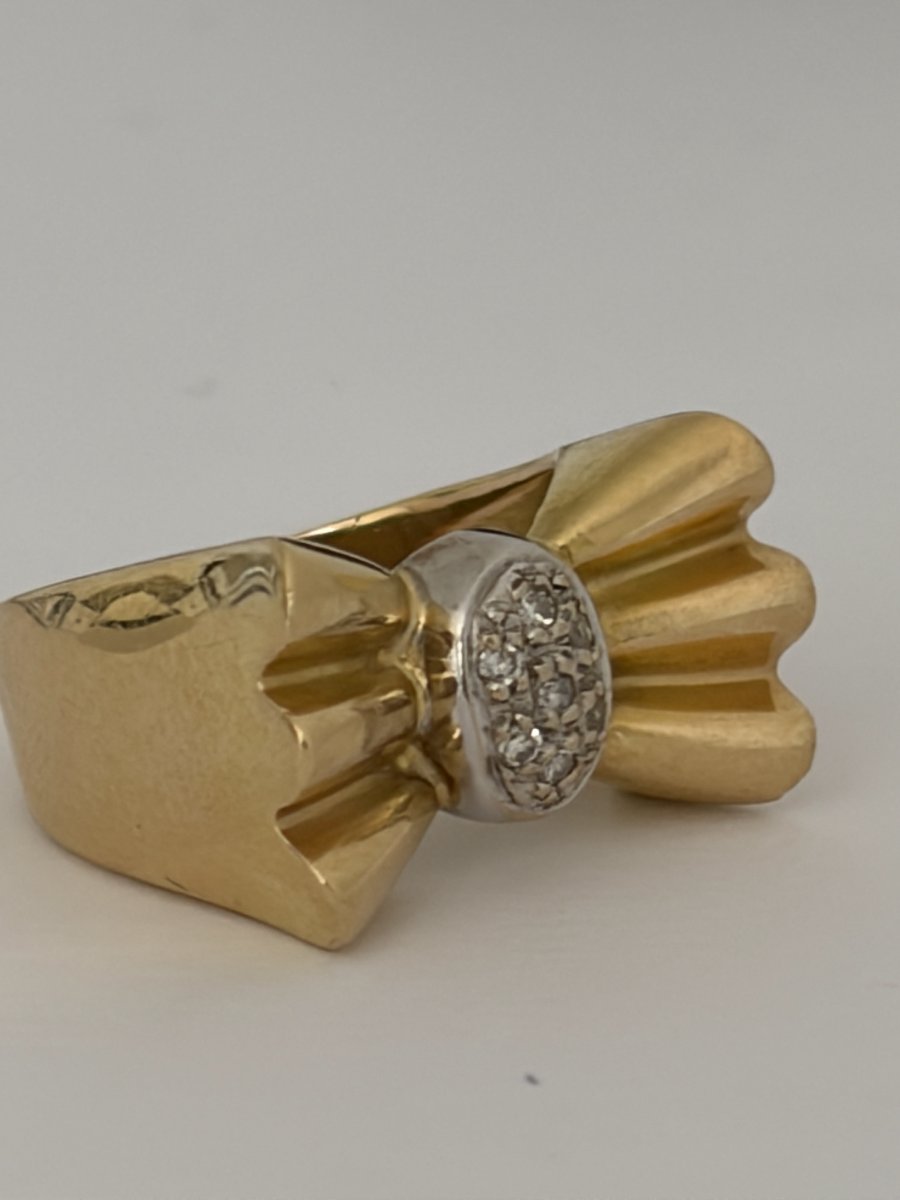 7771- Bague Nœud Or Jaune Diamants-photo-1