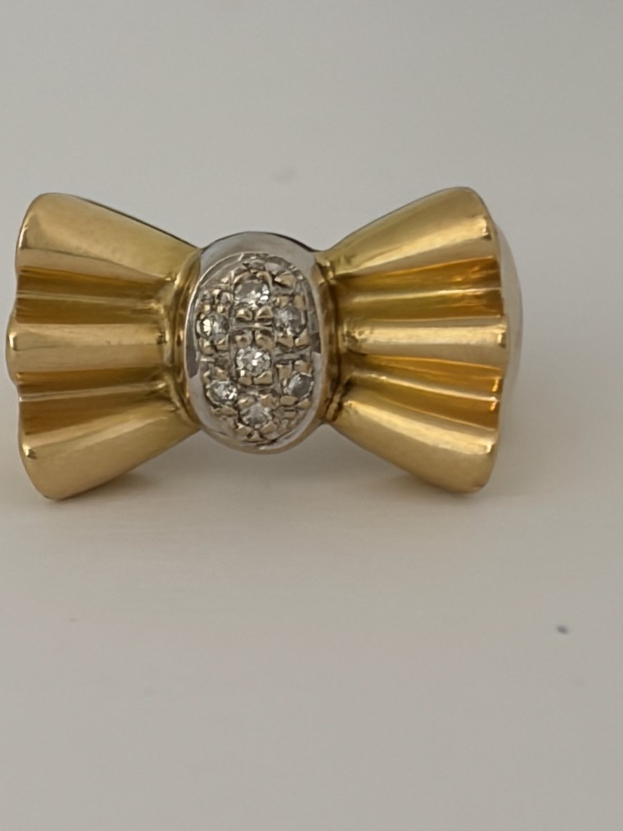 7771- Bague Nœud Or Jaune Diamants
