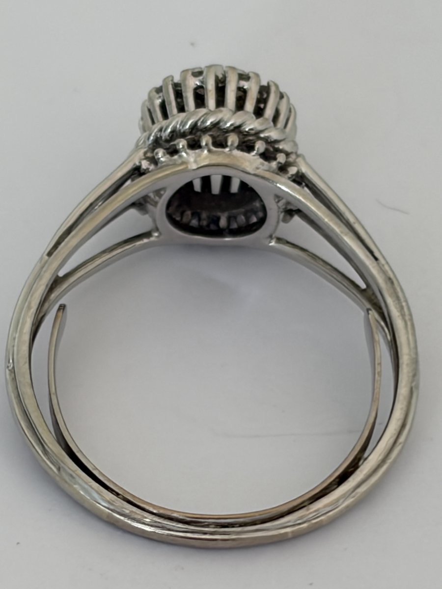 7790- Bague Fleur Vintage Or Gris Diamants-photo-3