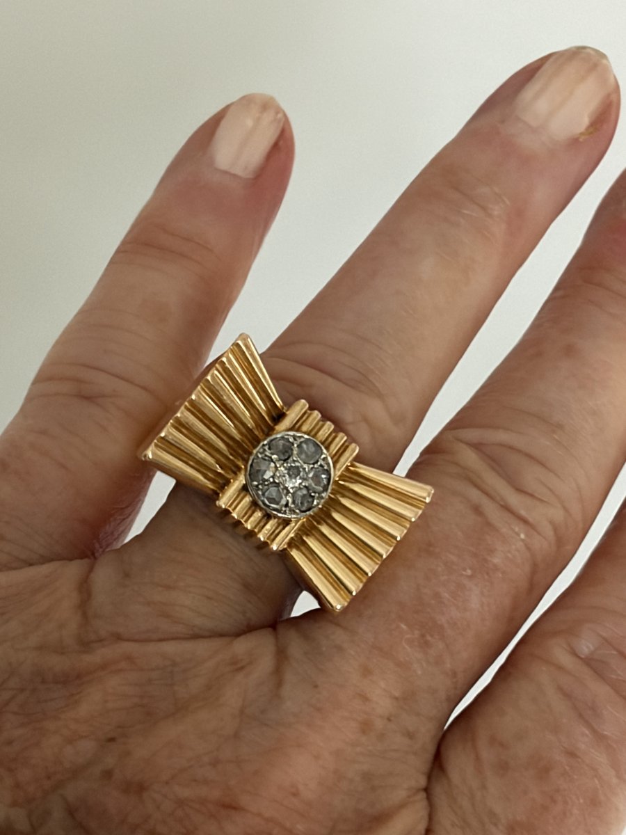 7797- Bague Tank Or Jaune Diamants-photo-2