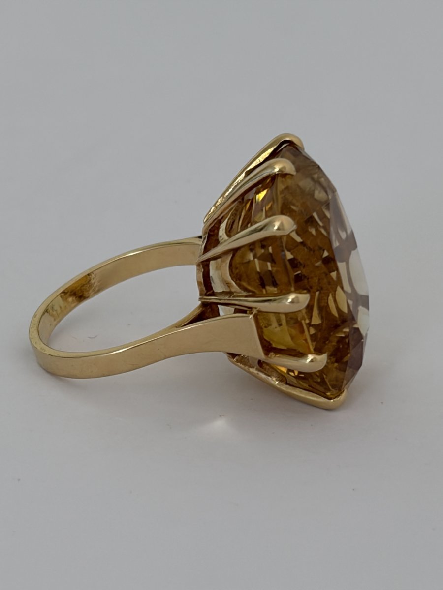 7804 - Large Vintage Yellow Gold Citrine Ring, 30.00 Ct-photo-2