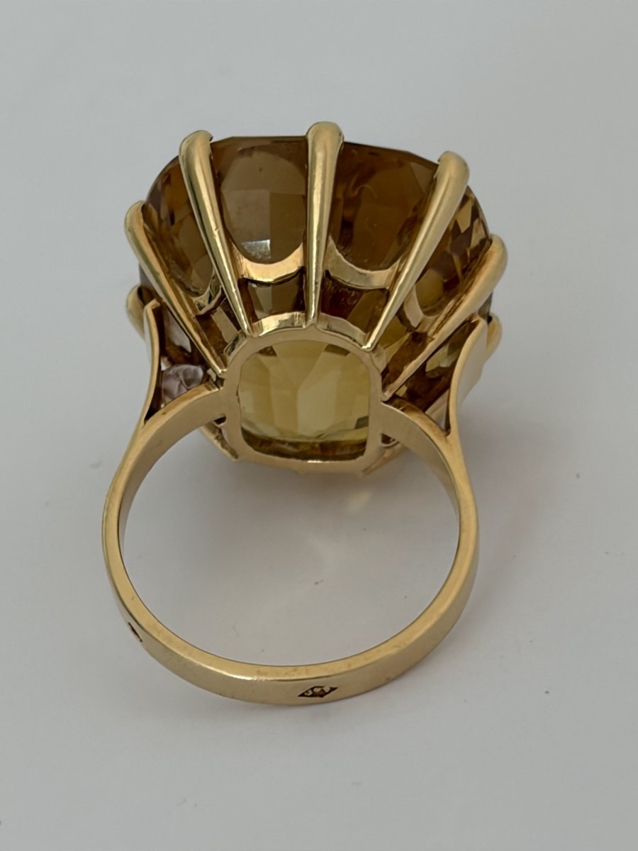 7804 - Large Vintage Yellow Gold Citrine Ring, 30.00 Ct-photo-3