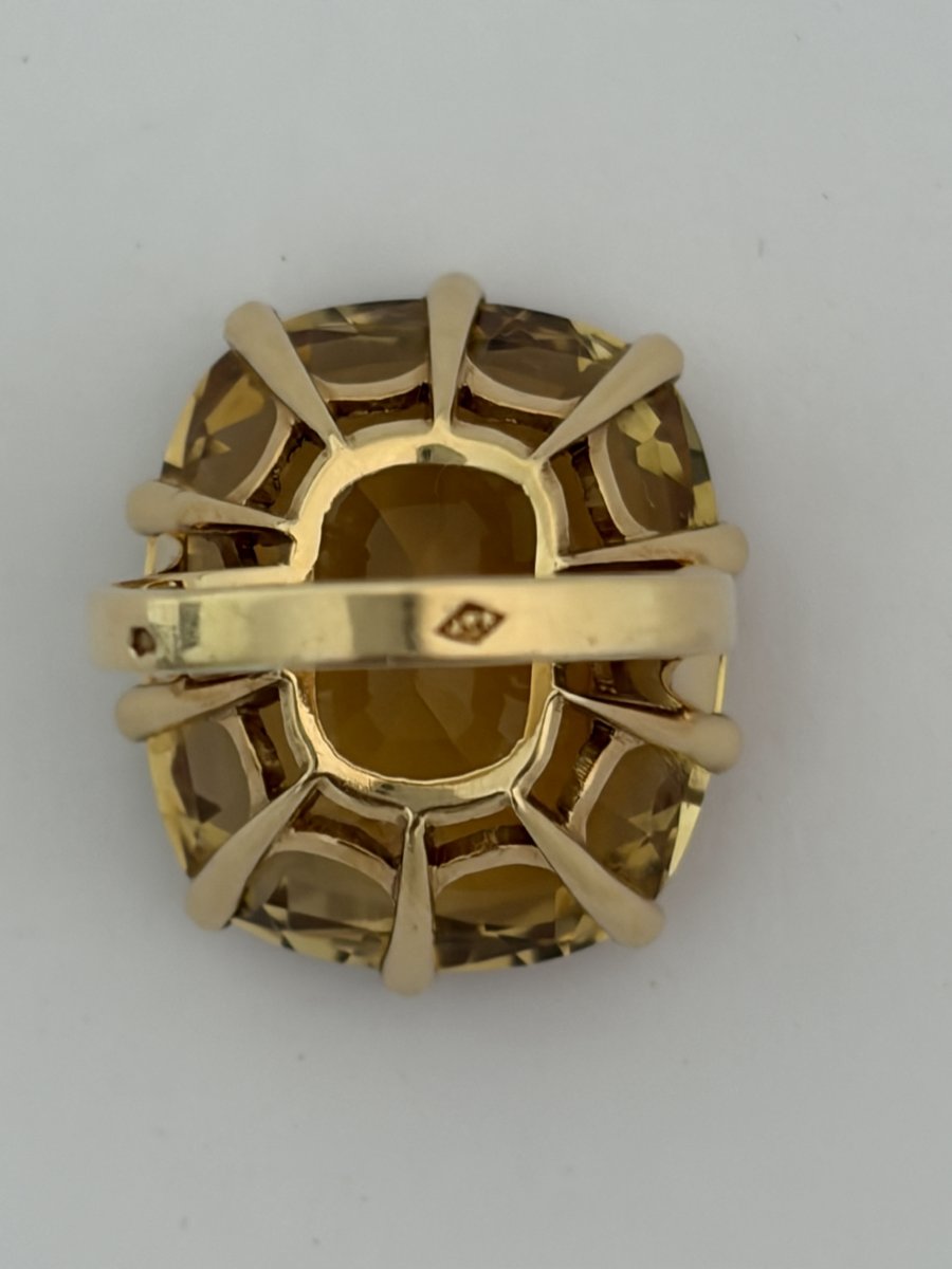 7804 - Large Vintage Yellow Gold Citrine Ring, 30.00 Ct-photo-4
