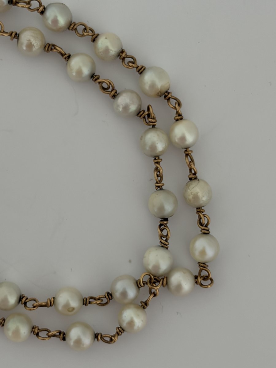7805- Bracelet 2 Rangs Or Jaune Perles Akoya-photo-3