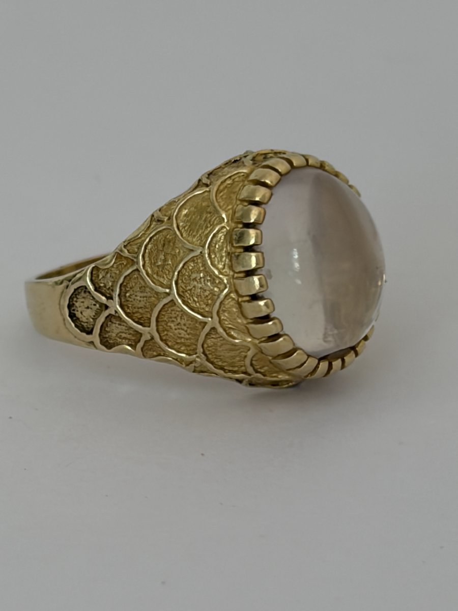 7820 - Vintage Yellow Gold Signet Ring With Moonstone-photo-2