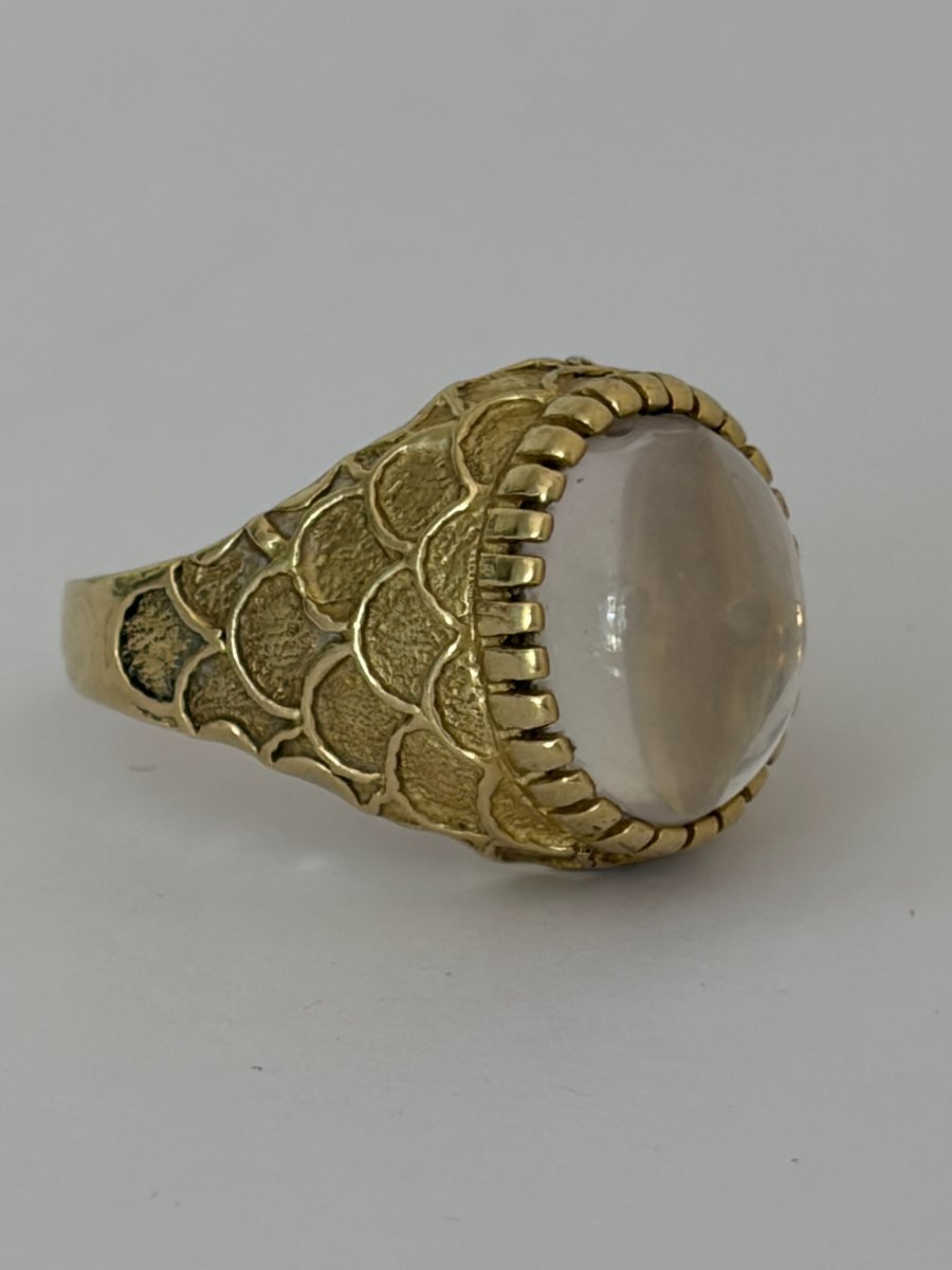 7820 - Vintage Yellow Gold Signet Ring With Moonstone-photo-3
