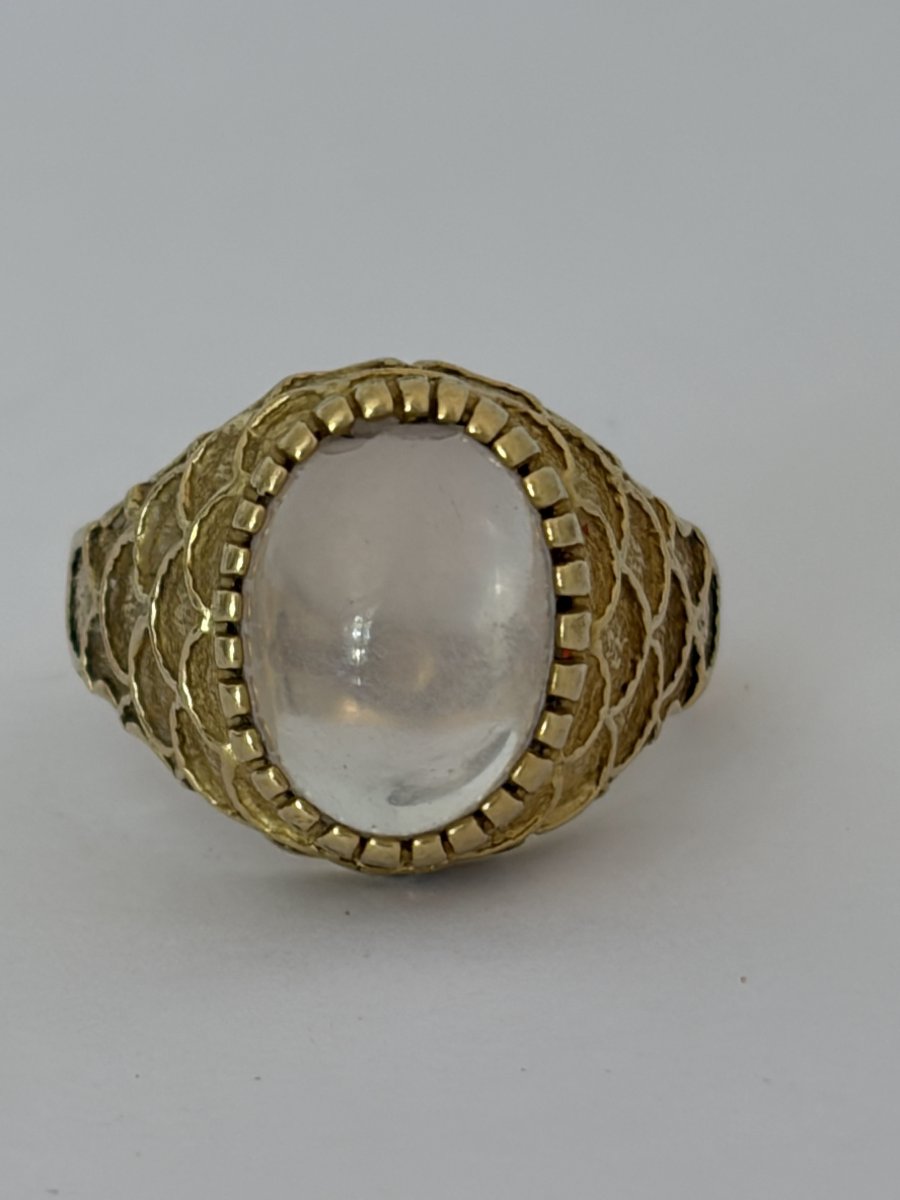 7820 - Vintage Yellow Gold Signet Ring With Moonstone-photo-4
