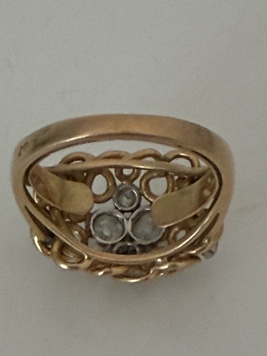 7824 - Vintage Yellow Gold And Platinum Diamond Ring-photo-3